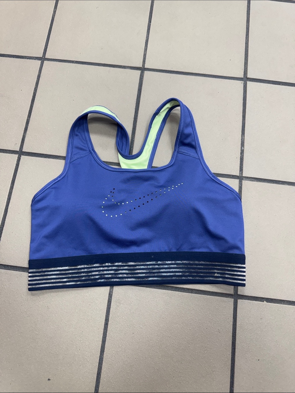 Nike Royal Blue Performance Sports Bra with Lime Accent